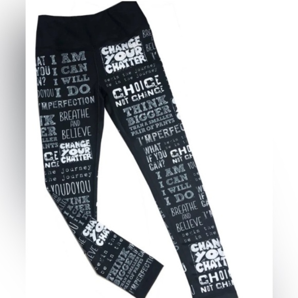 Kali x MiamiFitWear IAMICANIWILLIDO Quote Black Graphic Leggings Medium